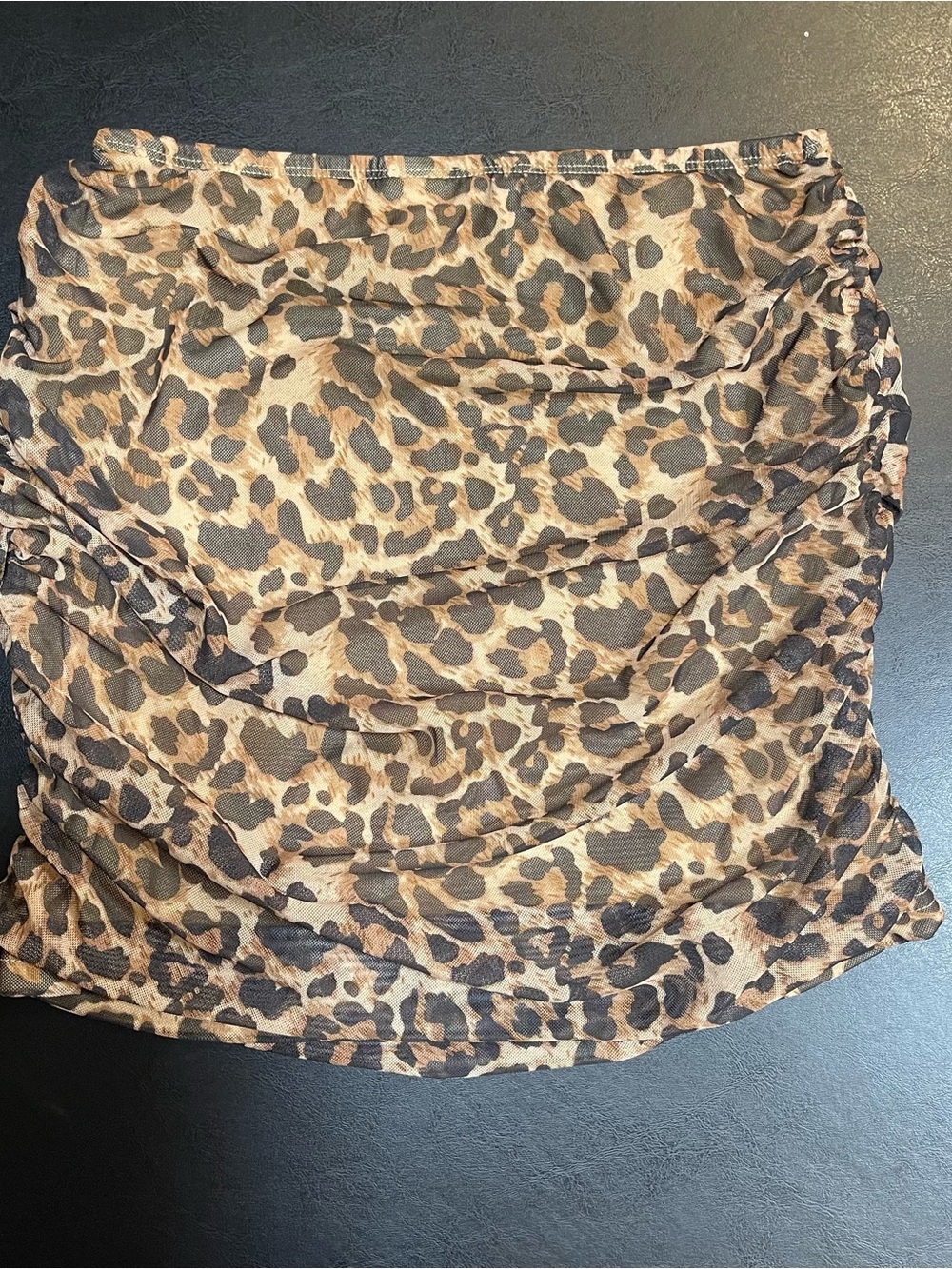 SHEIN Leopard Print Ruched Mini Skirt in Brown and Black